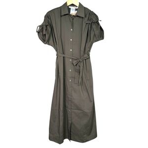 La Fee Maraboutee Olive Shirt Dress XS Made in Italy Utility Midi EU 34